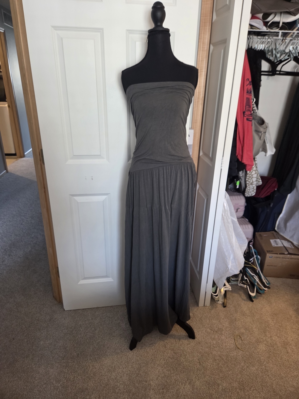 Strapless Maxi Dress in Dark Green Olive